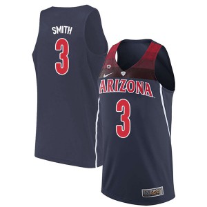 Mens University of Arizona #3 Dylan Smith Navy Stitched Jerseys 769992-556