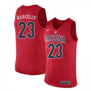 Mens University of Arizona #23 Alex Barcello Red Stitched Jerseys 912512-702