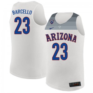 Men's University of Arizona #23 Alex Barcello White Stitch Jerseys 146472-827