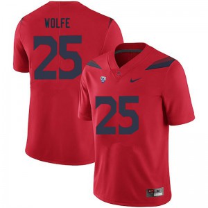 Men University of Arizona #25 Bobby Wolfe Red Stitched Jerseys 118771-548
