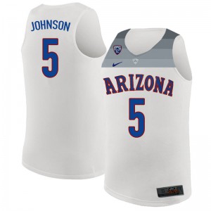Men University of Arizona #5 Stanley Johnson White Stitched Jersey 383902-458