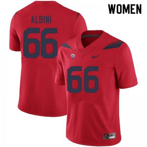 Women's University of Arizona #66 Geno Albini Red University Jerseys 677250-937