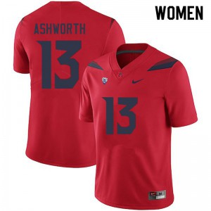 Women University of Arizona #13 Luke Ashworth Red NCAA Jerseys 126090-862