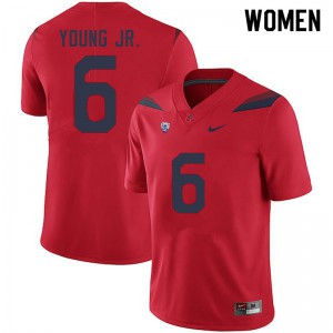 Women's Arizona Wildcats #6 Scottie Young Jr. Red Embroidery Jersey 513730-836