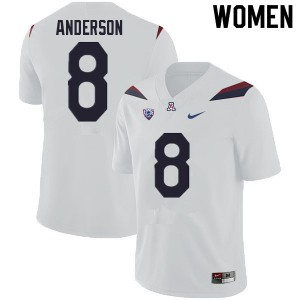 Women University of Arizona #8 Drake Anderson White Football Jerseys 411028-891