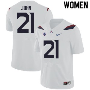 Women's University of Arizona #21 Jalen John White Stitched Jerseys 581075-527