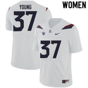 Womens University of Arizona #37 Jaydin Young White Stitched Jerseys 447774-431