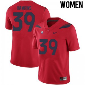 Women's Arizona Wildcats #39 Kameron Hawkins Red Football Jersey 197517-803