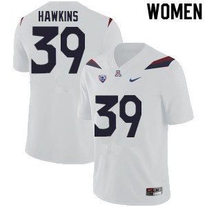 Women's Arizona #39 Kameron Hawkins White College Jersey 774403-485