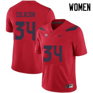 Women University of Arizona #34 Jacob Colacion Red Official Jersey 797461-418