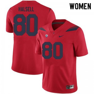 Women's University of Arizona #80 Nathan Halsell Red Stitched Jersey 226190-146