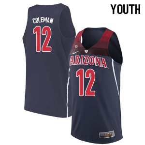 Youth Arizona #12 Justin Coleman Navy Stitch Jersey 883304-313