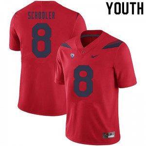 Youth University of Arizona #8 Brenden Schooler Red Stitched Jersey 449626-722