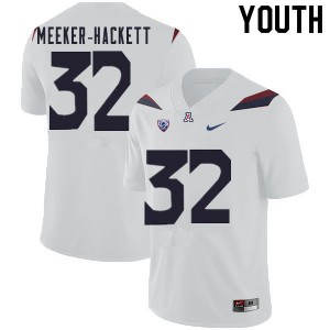 Youth Arizona #32 Jacob Meeker-Hackett White Embroidery Jerseys 822332-396
