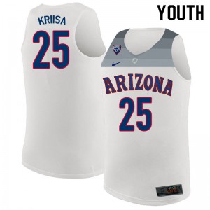 Youth University of Arizona #25 Kerr Kriisa White Basketball Jerseys 809870-939