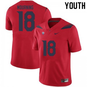 Youth University of Arizona #18 Derick Mourning Red Embroidery Jersey 294410-564