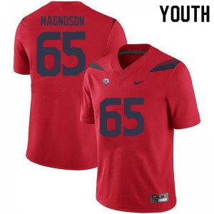 Youth Arizona #65 Leif Magnuson Red Embroidery Jerseys 244929-352