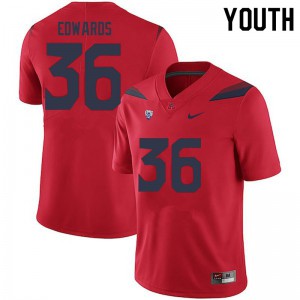 Youth Wildcats #36 RJ Edwards Red Stitch Jerseys 593929-873