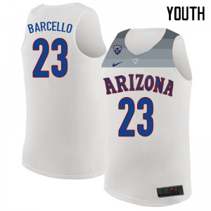 Youth Arizona Wildcats #23 Alex Barcello White Embroidery Jersey 371123-492