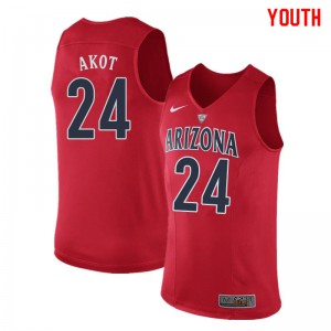 Youth Wildcats #24 Emmanuel Akot Red Stitched Jerseys 747085-179