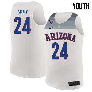 Youth University of Arizona #24 Emmanuel Akot White High School Jersey 576010-262