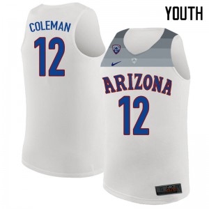 Youth Wildcats #12 Justin Coleman White College Jerseys 363342-354