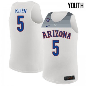 Youth Wildcats #5 Kadeem Allen White Embroidery Jerseys 389480-494