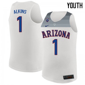 Youth Arizona Wildcats #1 Rawle Alkins White Stitched Jersey 373837-938